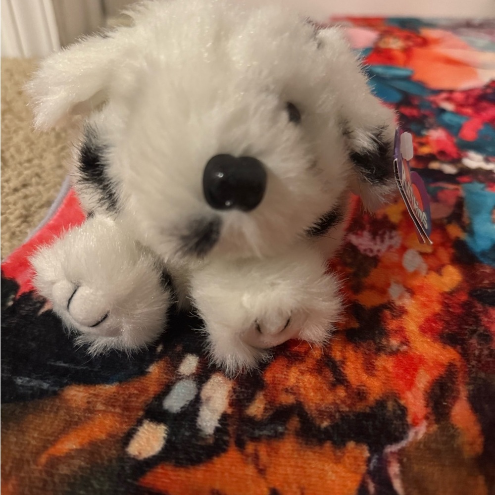 Plush White and Black Dog
